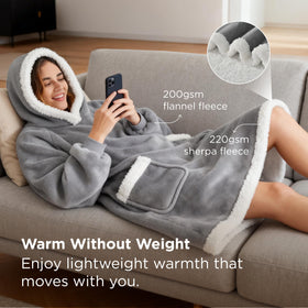Bedsure blanket hoodie featuring sherpa lining for plush warmth and comfort