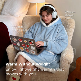 Bedsure blanket hoodie Sherpa lining provides plush warmth