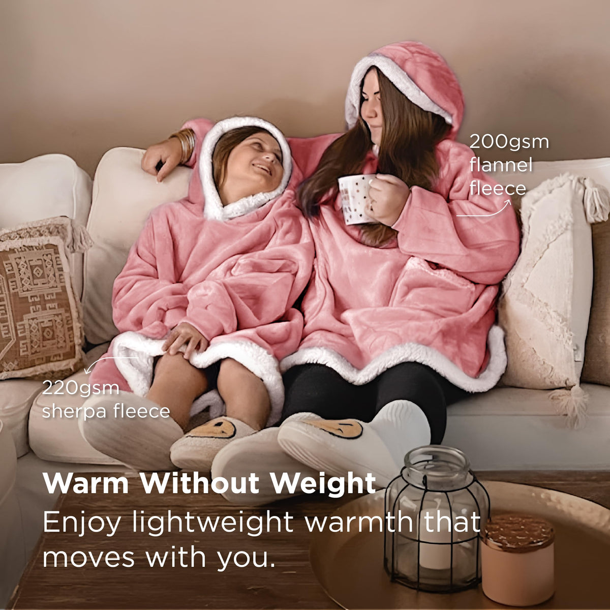 Bedsure blanket hoodie with soft flannel exterior for a tactile contrast and lasting warmth.