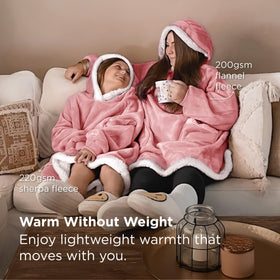 Bedsure blanket hoodie with soft flannel exterior for a tactile contrast and lasting warmth.