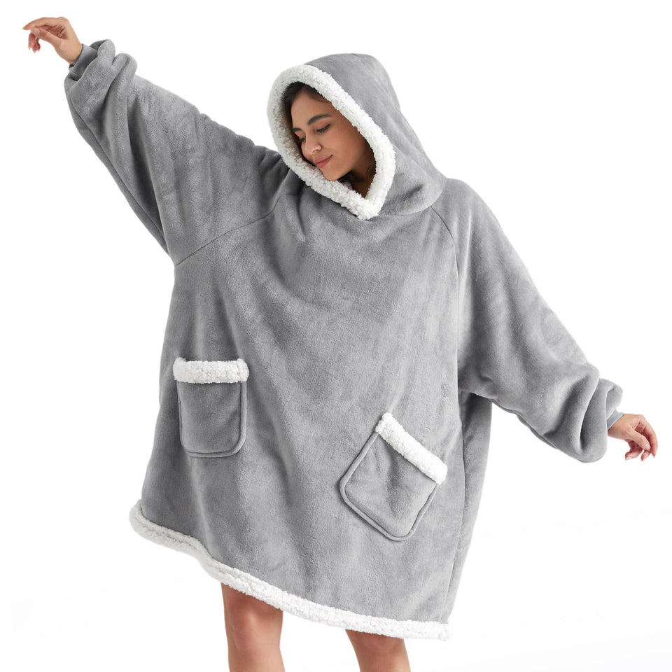 Bedsure Blanket Hoodie ultra-soft exterior for cozy lounging at home