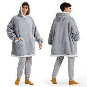 Bedsure blanket hoodie with ultra-soft flannel exterior for cozy warmth at home