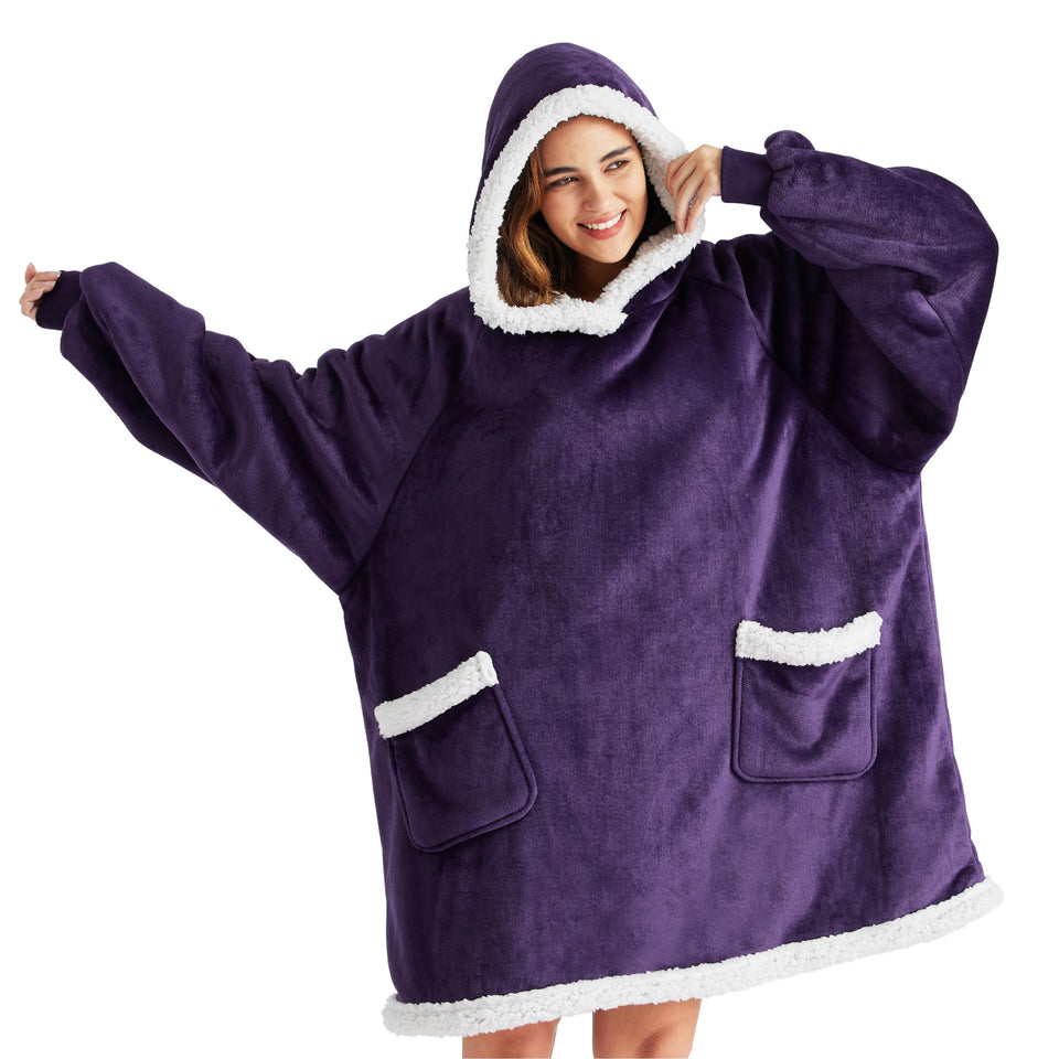 Bedsure blanket hoodie in Ultra Violet color offering cozy warmth and style