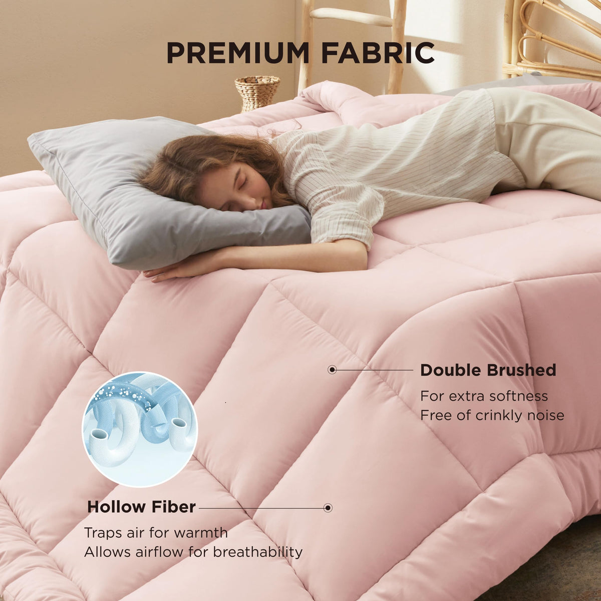Bedsure box-stitch design keeps fill evenly distributed for consistent warmth