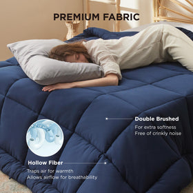 Bedsure box-stitch design comforter maintains fluff and warmth evenly.