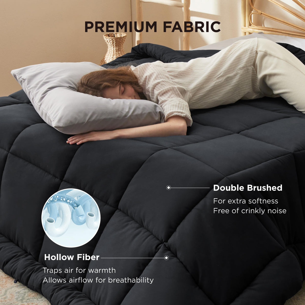 Bedsure box-stitch warmth that stays fluffy and prevents shifting.
