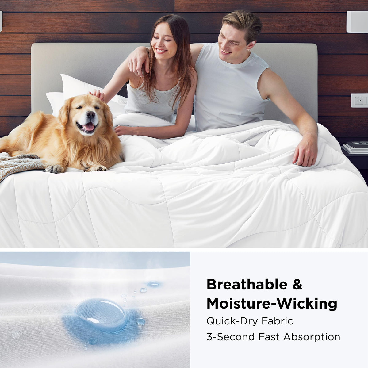 Bedsure breathable fill with rayon for enhanced airflow.