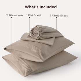 Bedsure brown bedding detail adding warm, inviting bedroom tone.