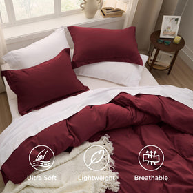 Bedsure Burgundy duvet cover zipper closure for quick fitting