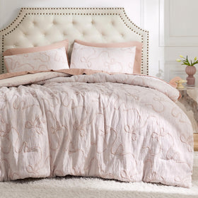 Bedsure butterfly bow 3D jacquard comforter adds whimsical charm to a pink girl's room.