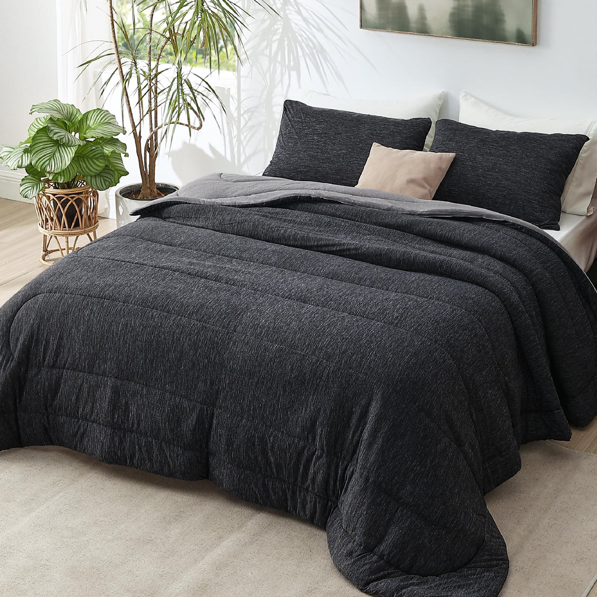 Bedsure reversible comforter fabric close-up showing soft, year-round comfort.