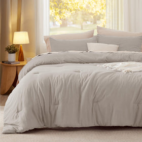 Bedsure California King comforter set fabric texture close-up highlights cotton-like feel