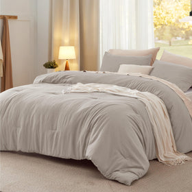 Bedsure California King comforter set front view shows all-season softness