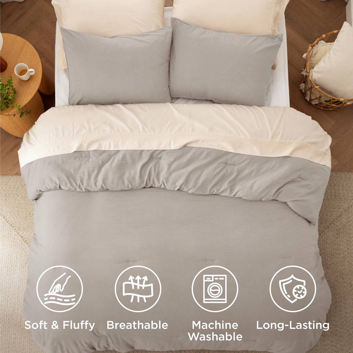 Bedsure California King comforter set pillowcases complete the coordinated bedding look