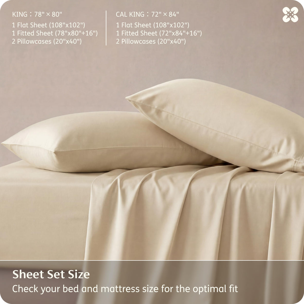 Bedsure California King deep-pocket design fits mattresses up to 16 inches.