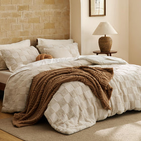 Bedsure pillow shams with geometric plaid finish completing the set