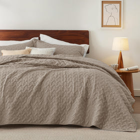 Bedsure California King quilt with basket weave pattern for timeless elegance and easy care.