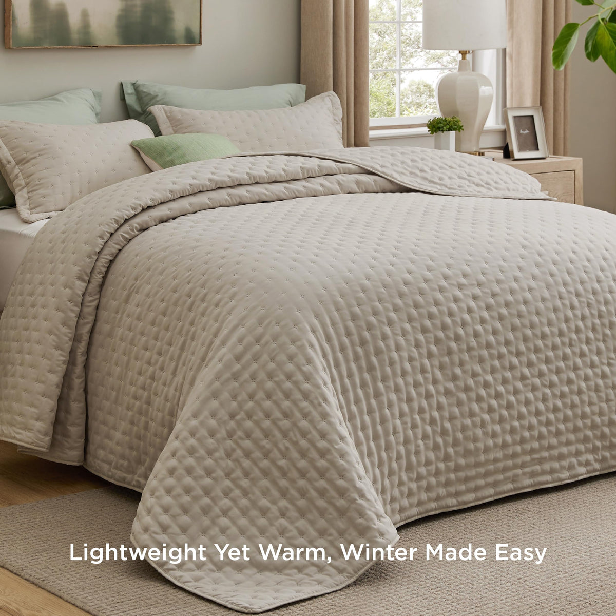 Bedsure California King Quilt embossed pattern adds texture to modern farmhouse decor