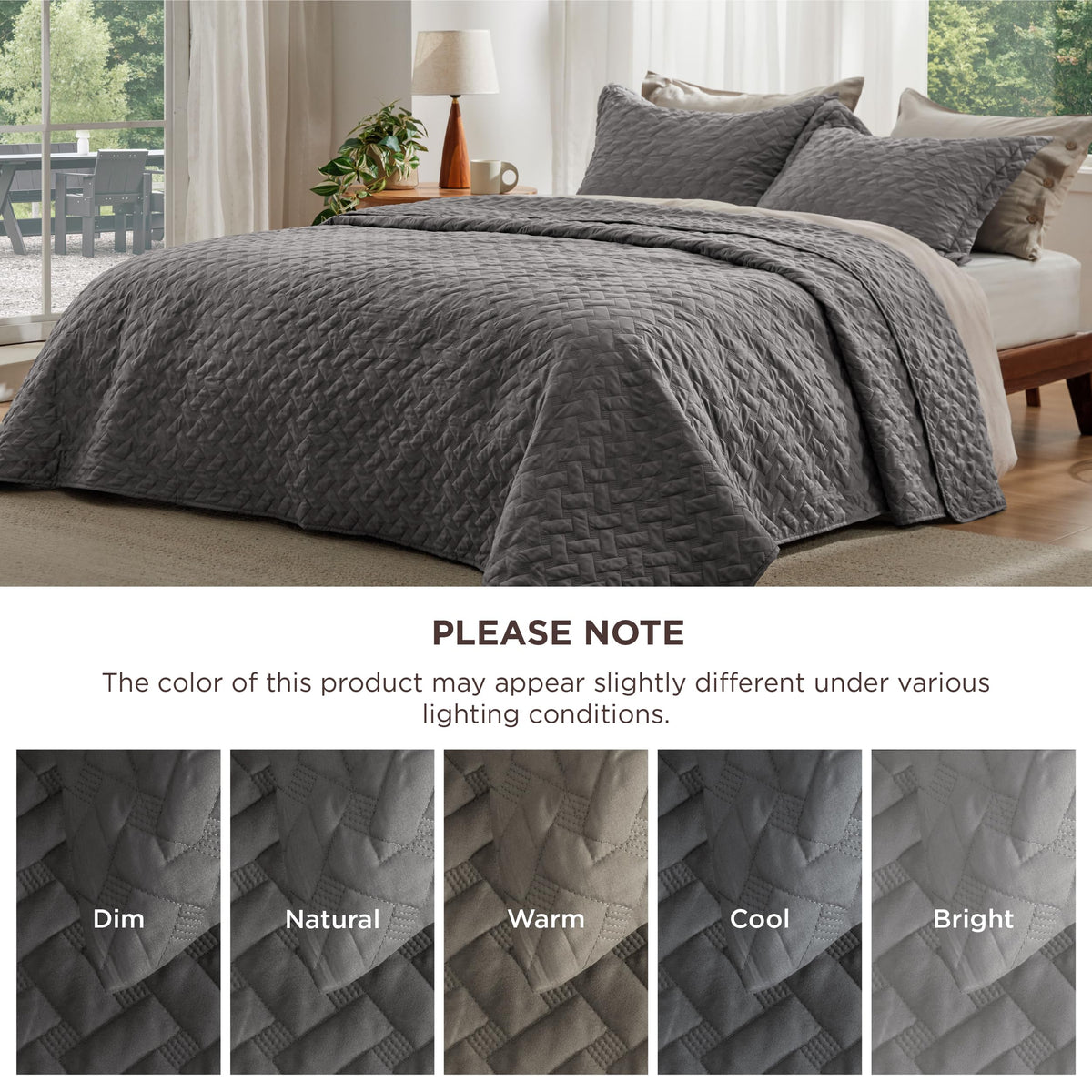 Bedsure all-season use image emphasizes lightweight warmth suitable for every season.