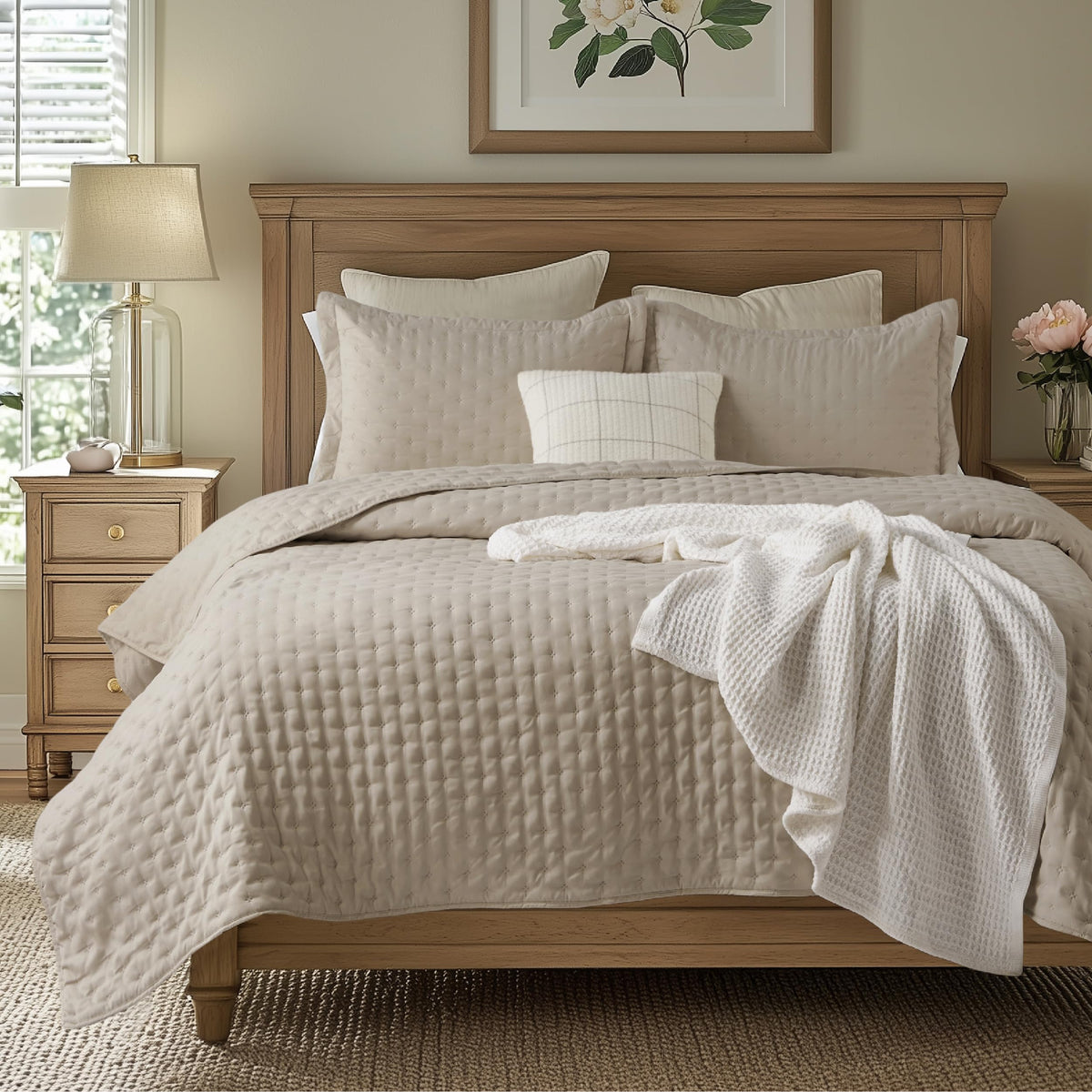 Bedsure California King Quilt linen bedspread, soft and breathable for all-season comfort
