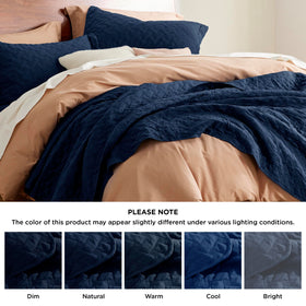 Bedsure navy quilt shown on bed for quick style refresh.