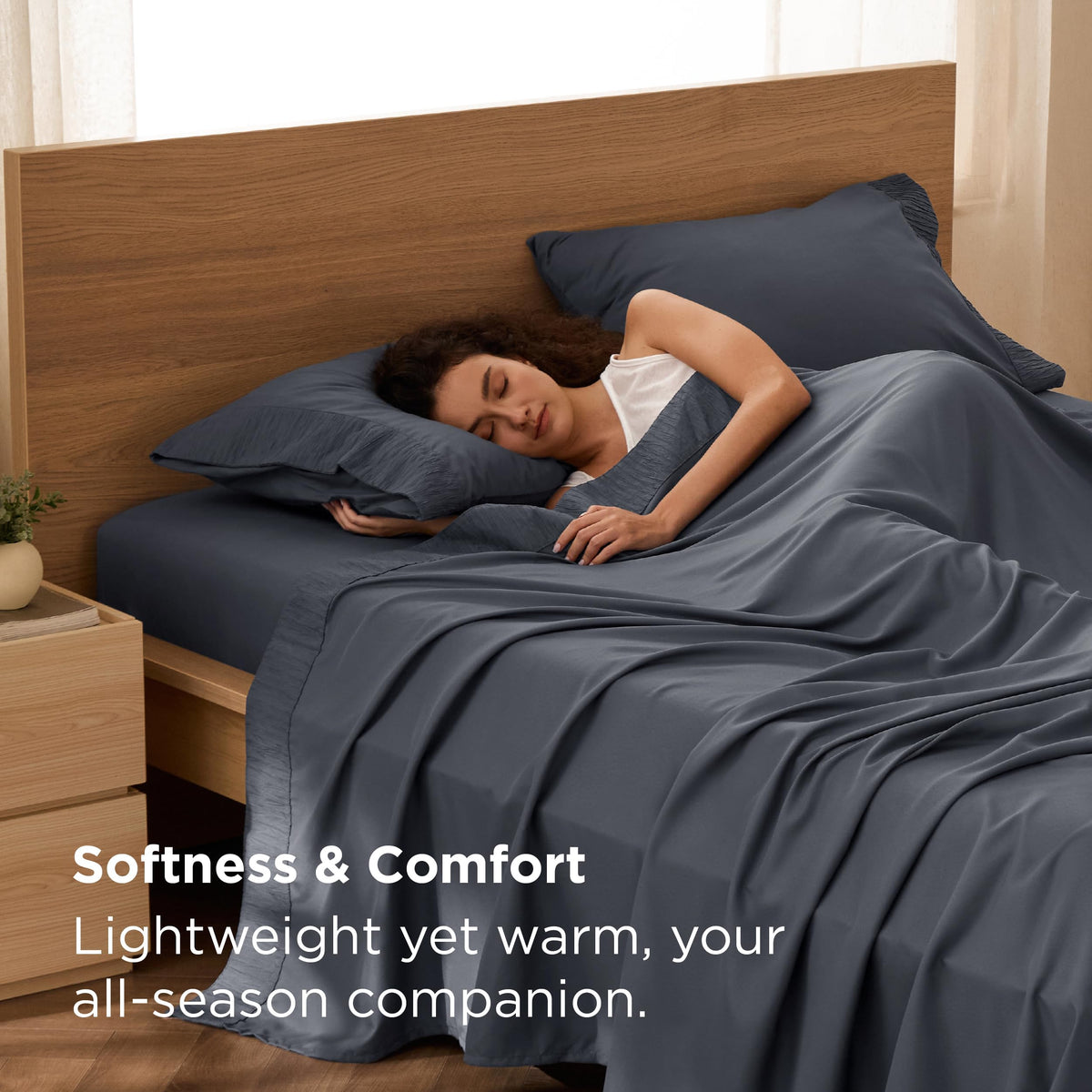 Close-up of brushed microfiber texture highlighting soft, breathable comfort.