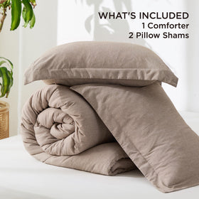 Care-focused image showing machine washable Bedsure comforter for easy maintenance