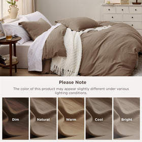 Bedsure coffee bedroom scene with draped duvet cover for cozy decor.
