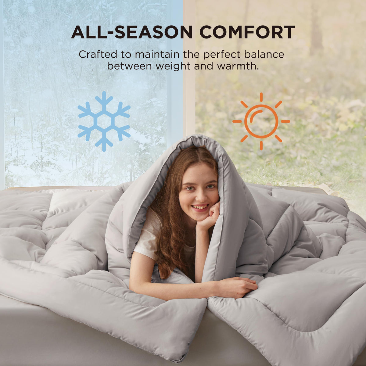 Bedsure breathable GentleSoft fill offers all-season comfort.