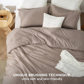 Close-up of brushed microfiber texture on Bedsure comforter for gentle skin feel