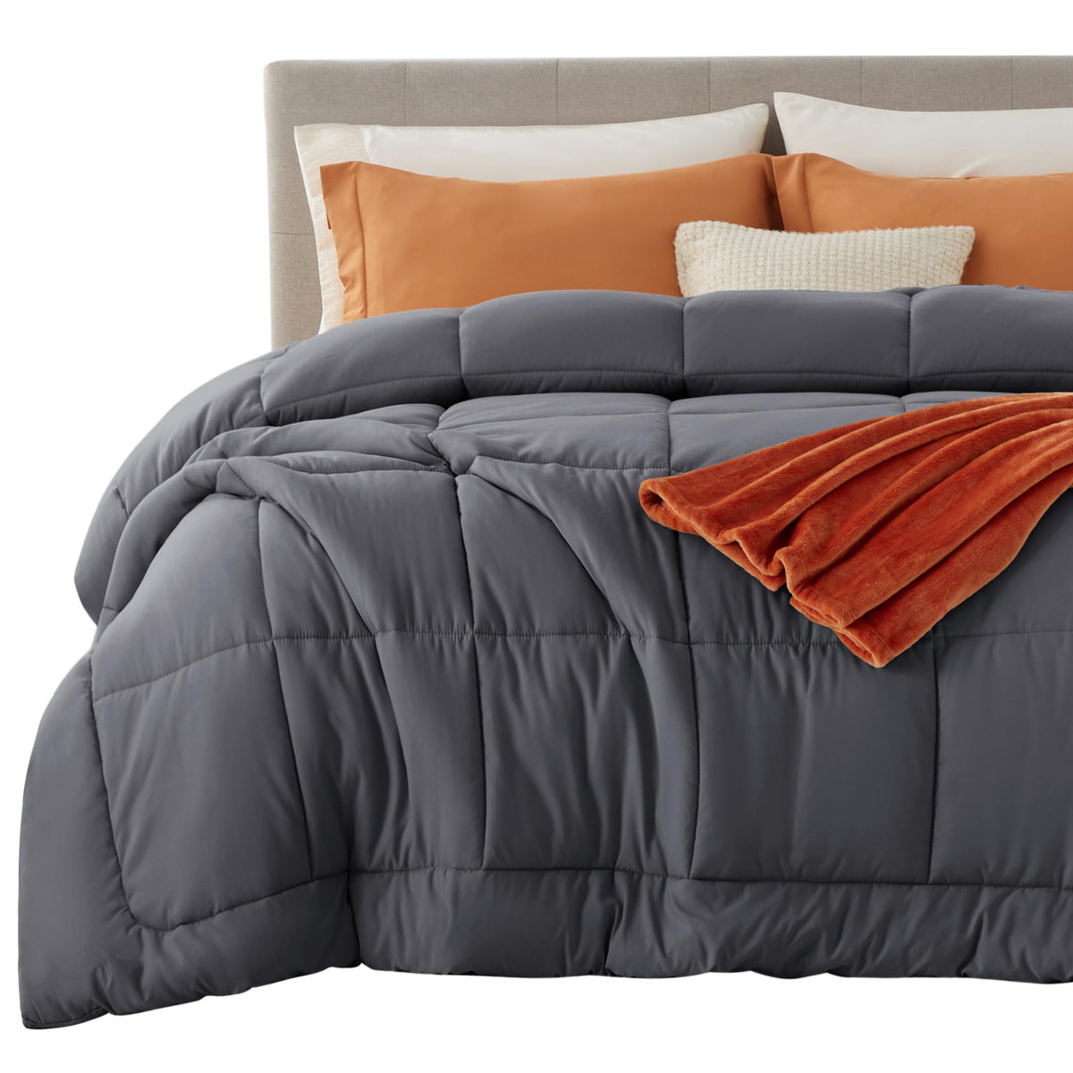 Bedsure comforter with box-stitch design for even loft and warmth