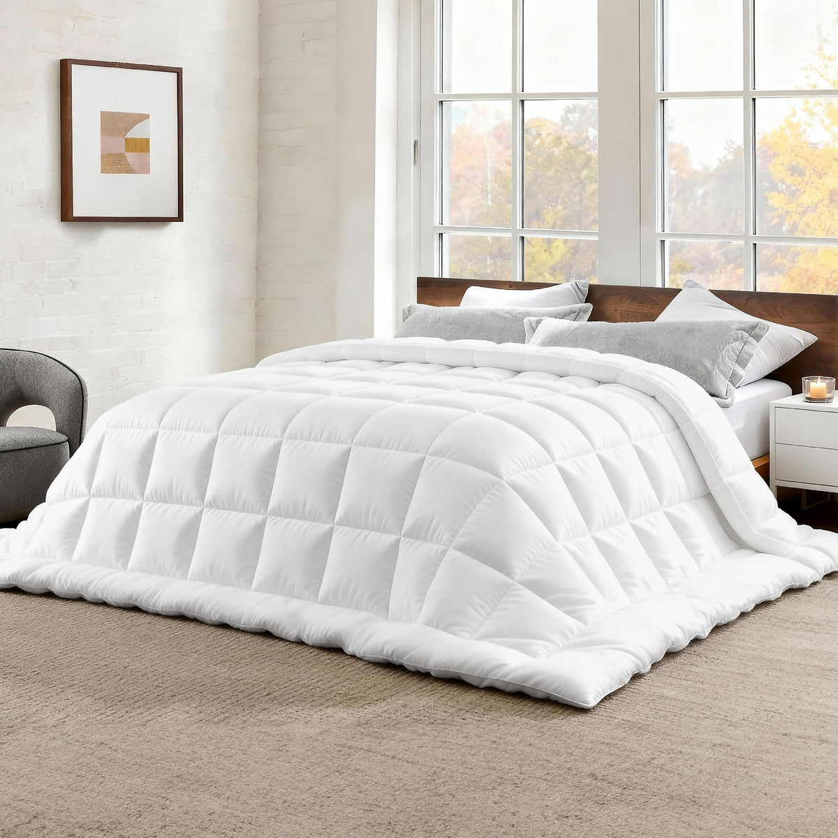 Bedsure comforter duvet insert front view in oversized queen showing cozy all-season warmth.