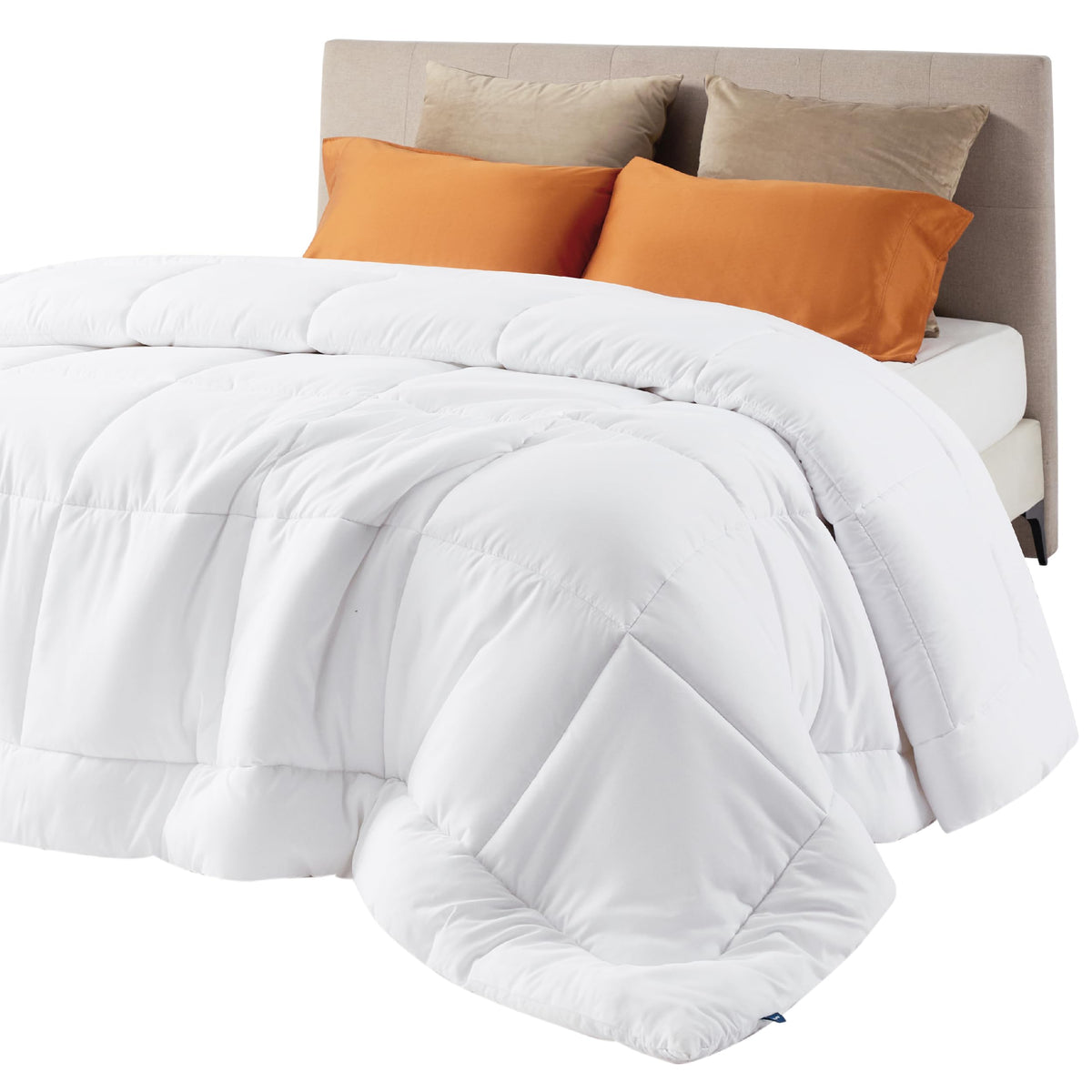 Bedsure Queen Plus comforter with box-stitch keeps fill even and plush