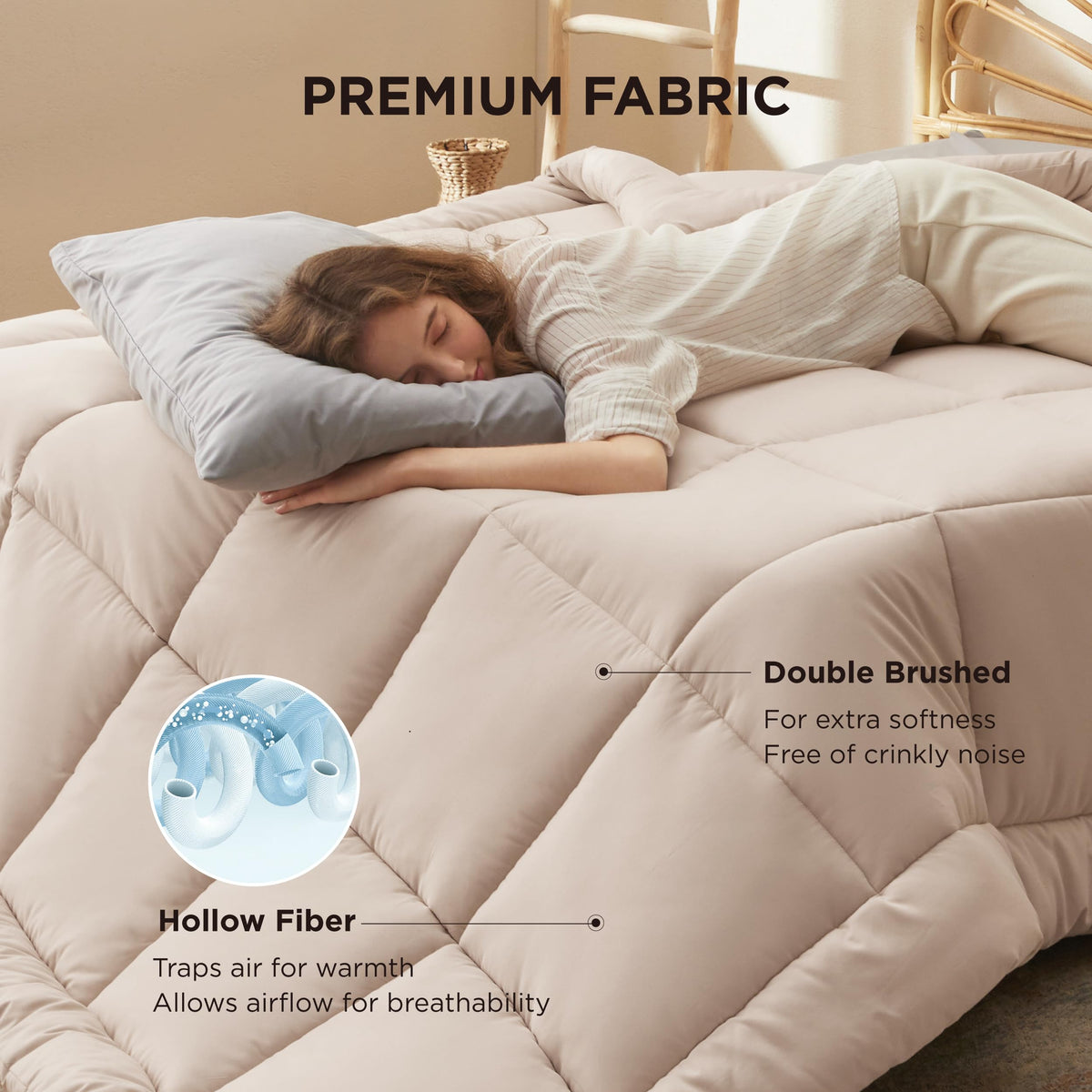 Bedsure eight-tabs closeup demonstrates duvet insert compatibility with duvet covers.
