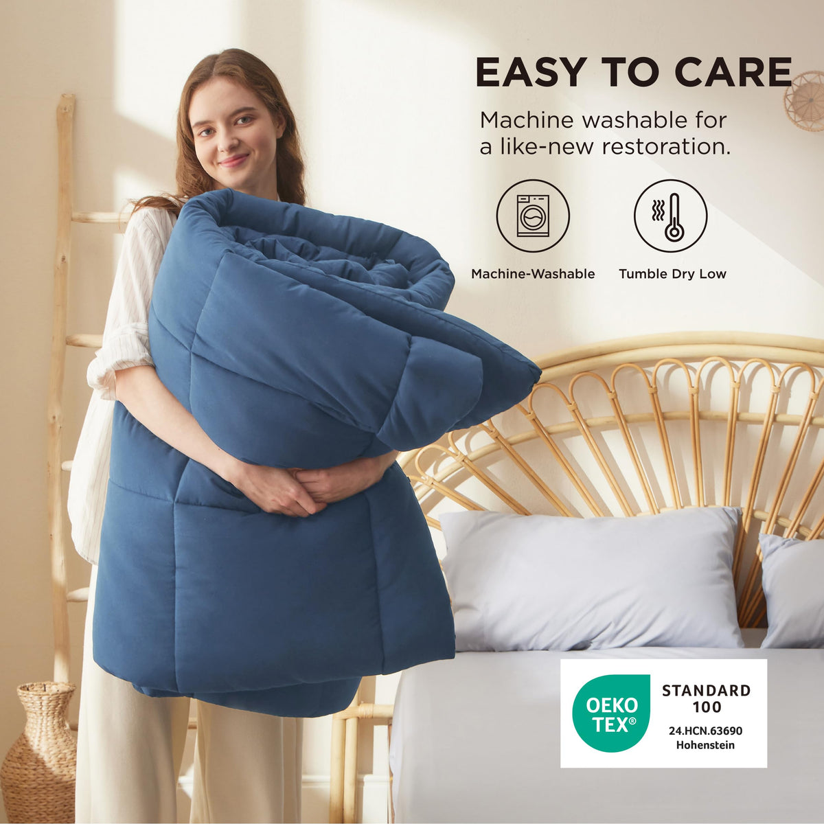 Bedsure queen-size duvet insert on bed with coordinated bedding