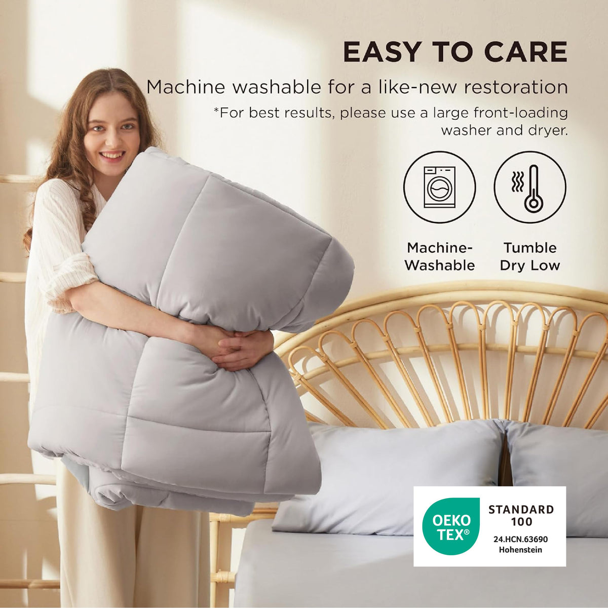 Bedsure king-size comforter fits generous beds.