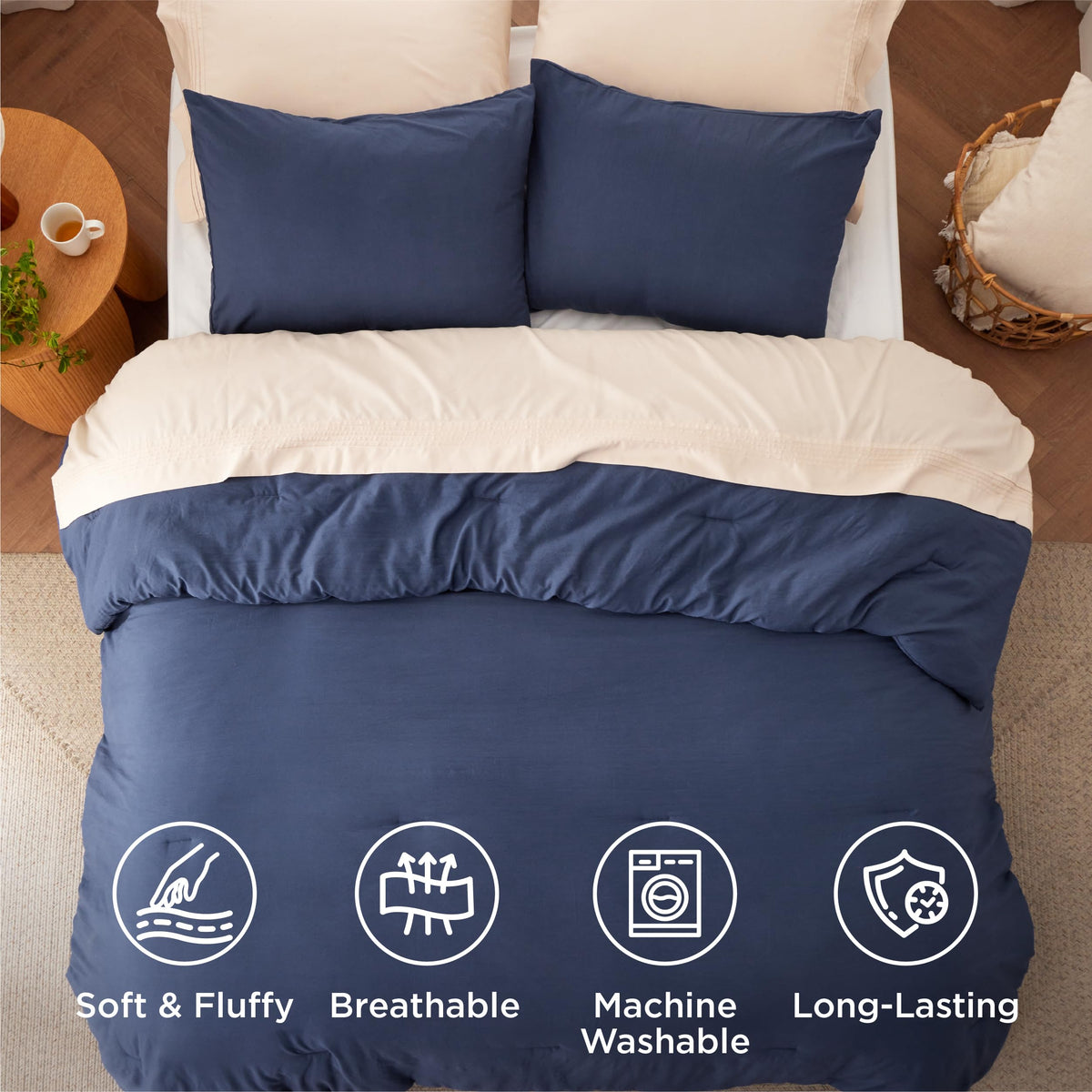 Bedsure comforter being washed in cold water on gentle cycle