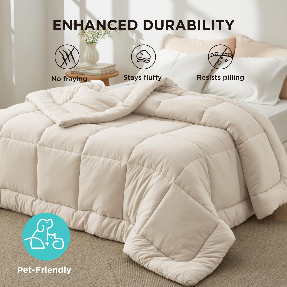 Bedsure queen-plus size provides extra room for generous bedding layouts