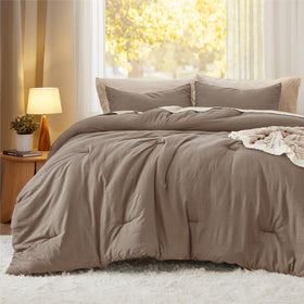 Bedsure comforter set brown color palette on bed adds versatile all-season style