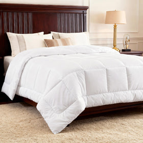 Bedsure comforter insert close-up shows soft touch for premium bedding