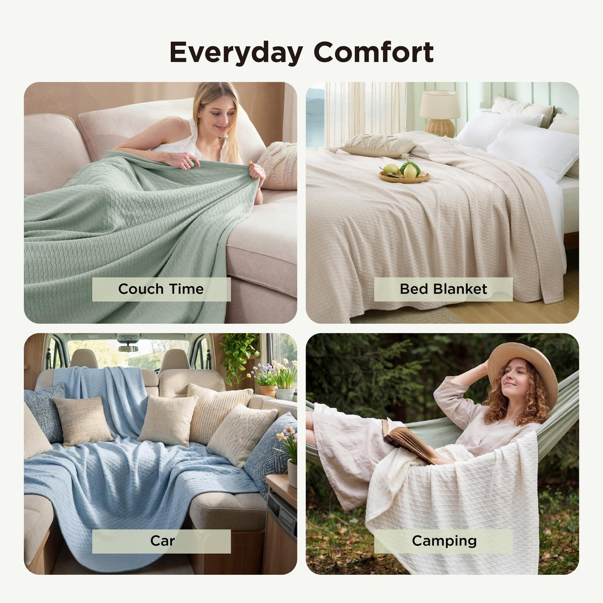 Bedsure Cooling Blanket layered on bed for year-round comfort