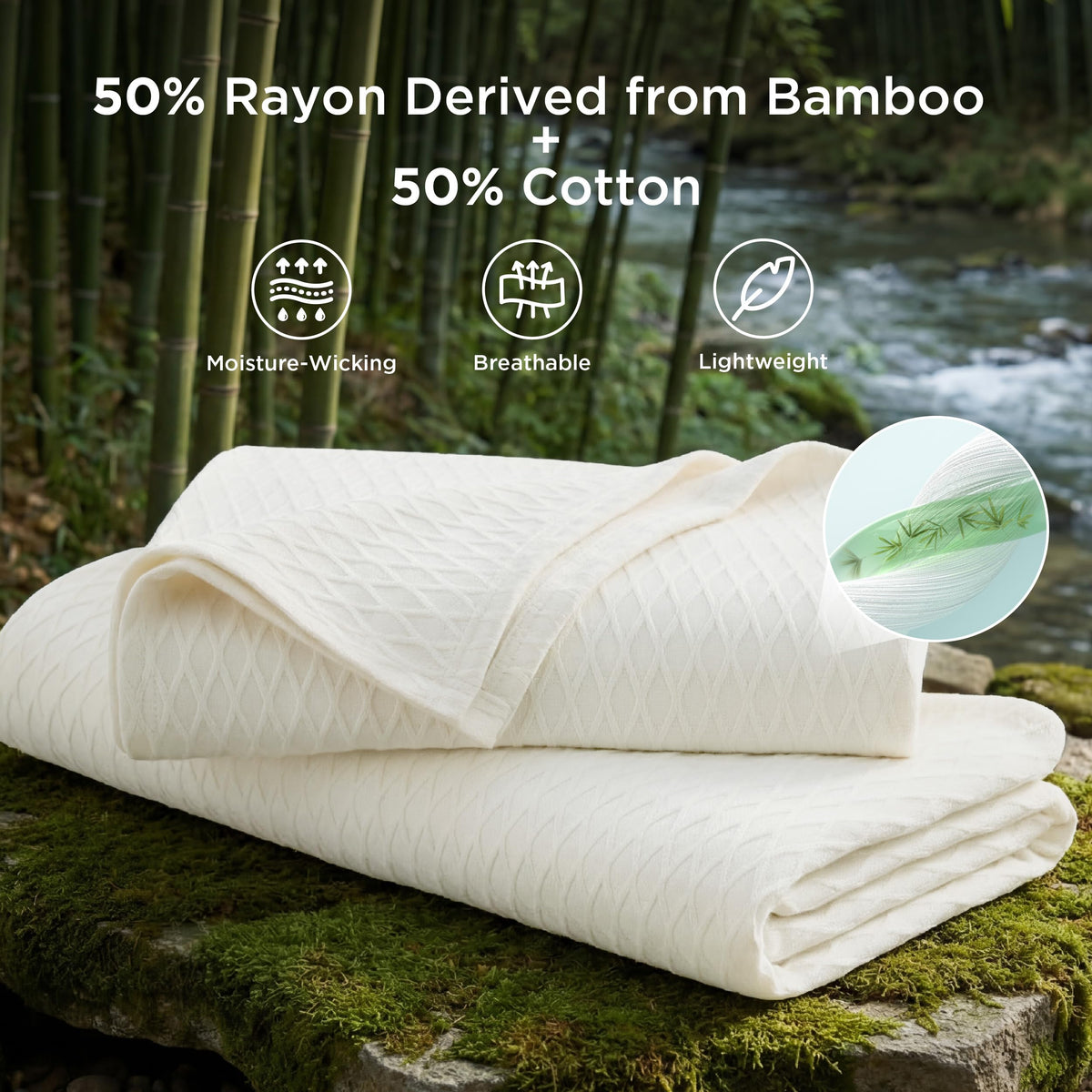 Bedsure Cooling Blanket folded as a light summer layer