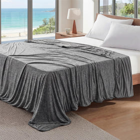 Bedsure cooling blanket queen on bed delivers breathable comfort for hot nights.