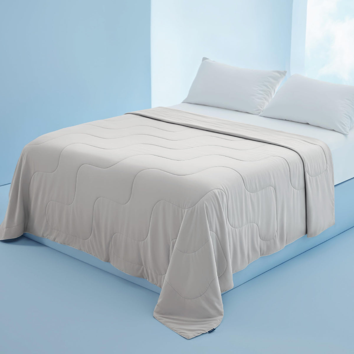 Bedsure cooling blanket queen size fits most beds and setups.