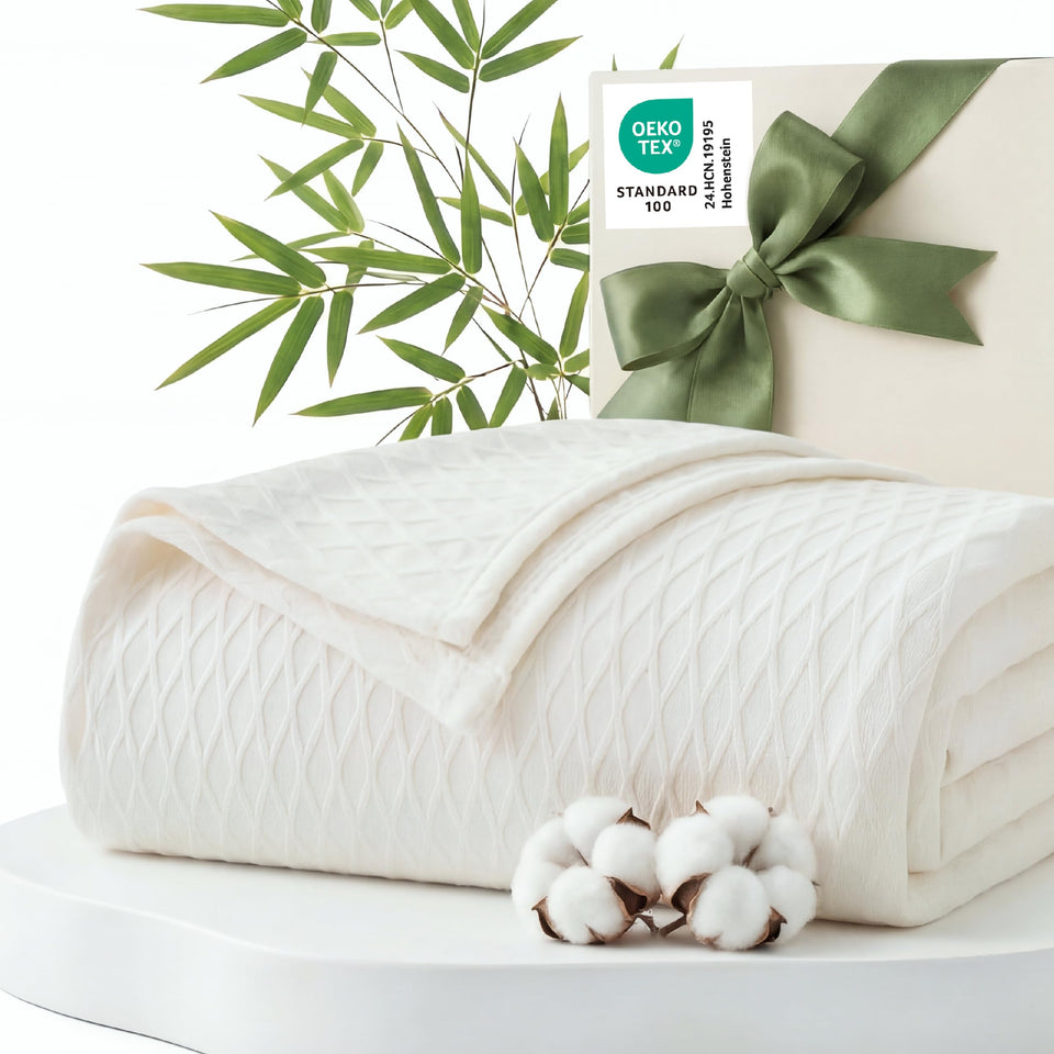 Bedsure Cooling Blanket rayon-bamboo weave texture for breathable cooling