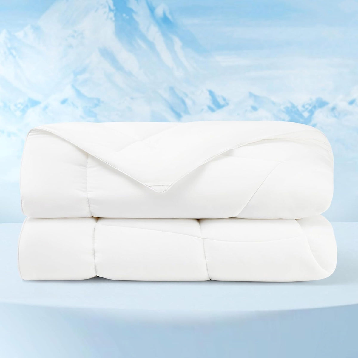 Bedsure cooling comforter king double-sided fabric for instant cooling.