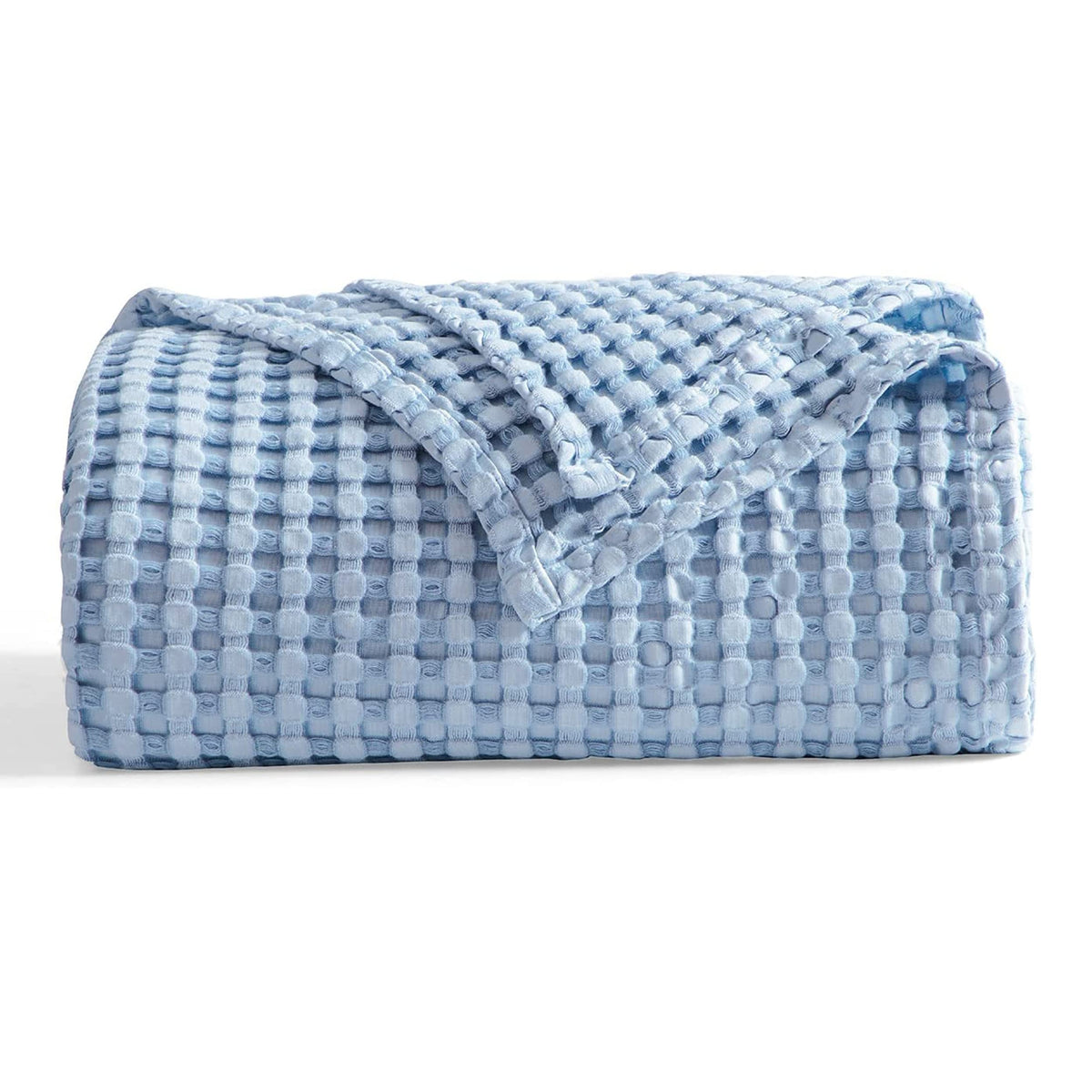 Bedsure cooling cotton waffle blanket soft texture for year-round comfort.