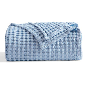 Bedsure cooling cotton waffle blanket soft texture for year-round comfort.