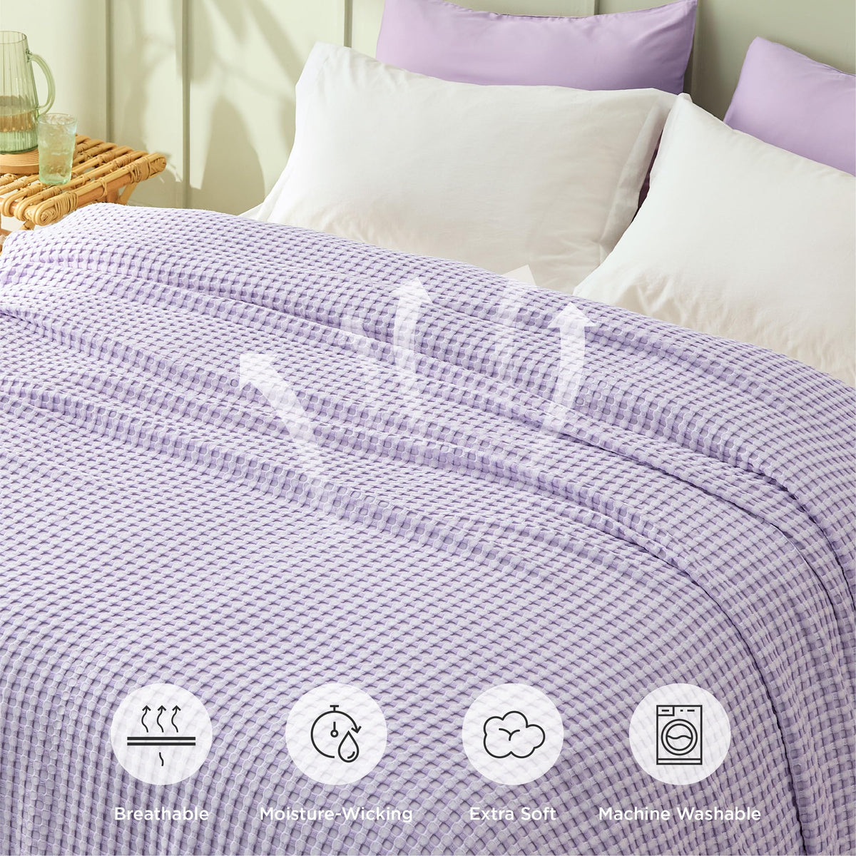 Bedsure durable stitching detail highlights long-lasting seams and shape retention.
