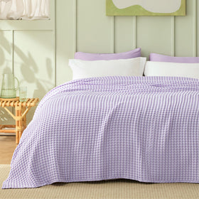 Bedsure waffle texture close-up showing breathable weave and moisture-wicking feel.